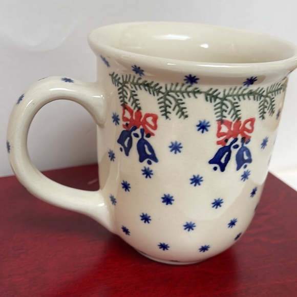 Polish pottery mug winter bells and. Snowflakes - Picture 2 of 8
